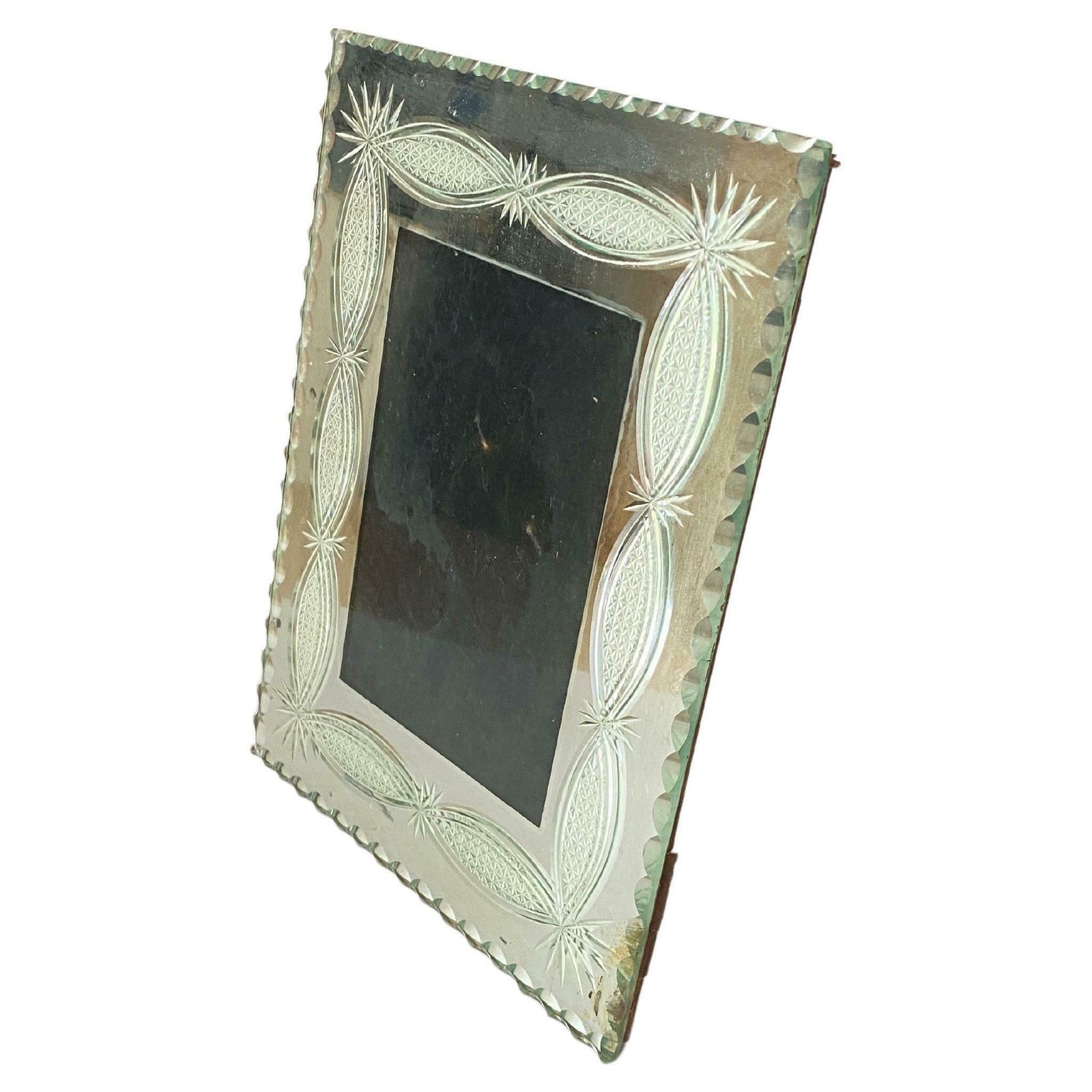 Art Deco Picture Frame In Bevelded Mirror France Circa 1935 Green Colour