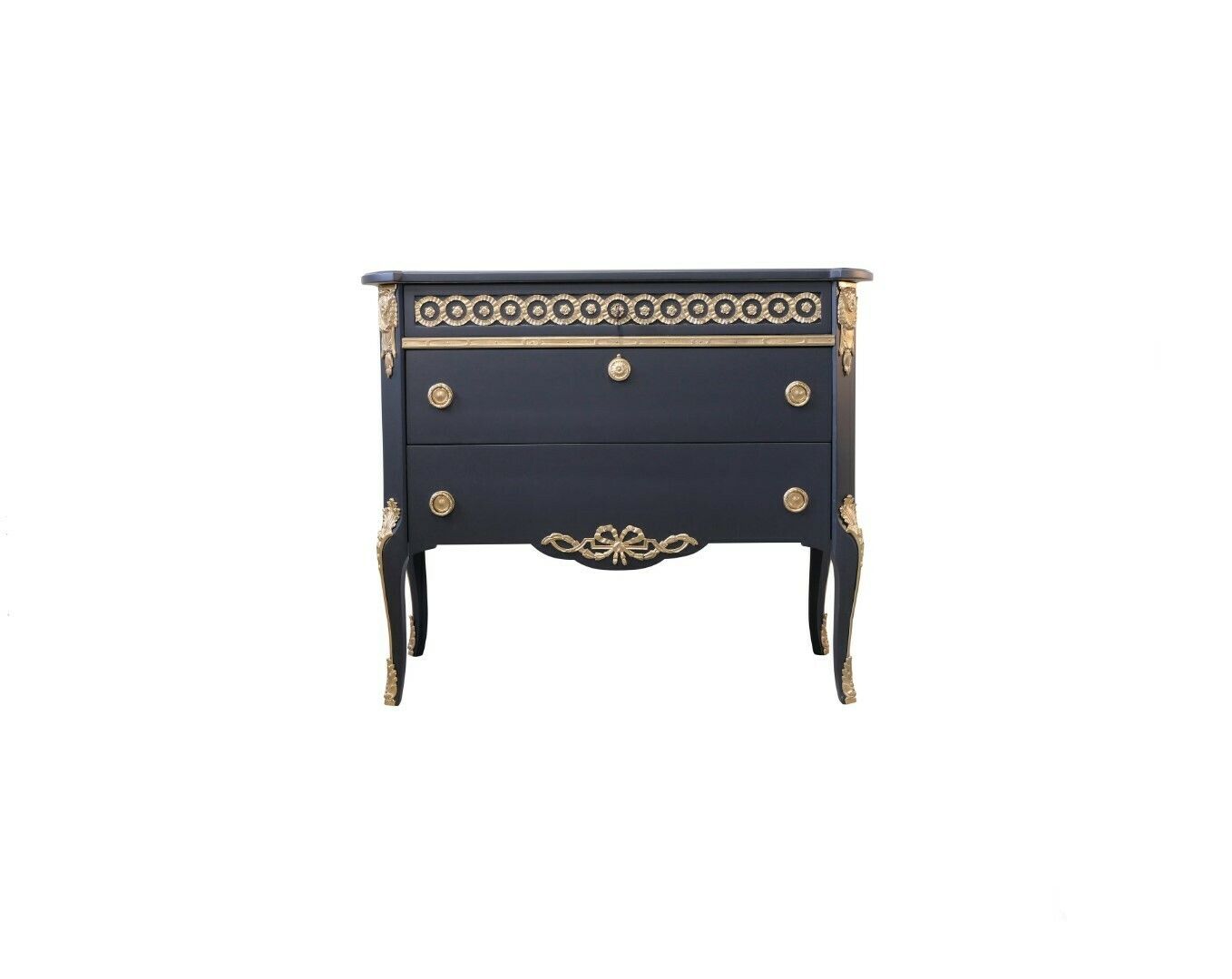 Gustavian Haupt Chest With Three Drawers In A Black Finish With Brass Detailing