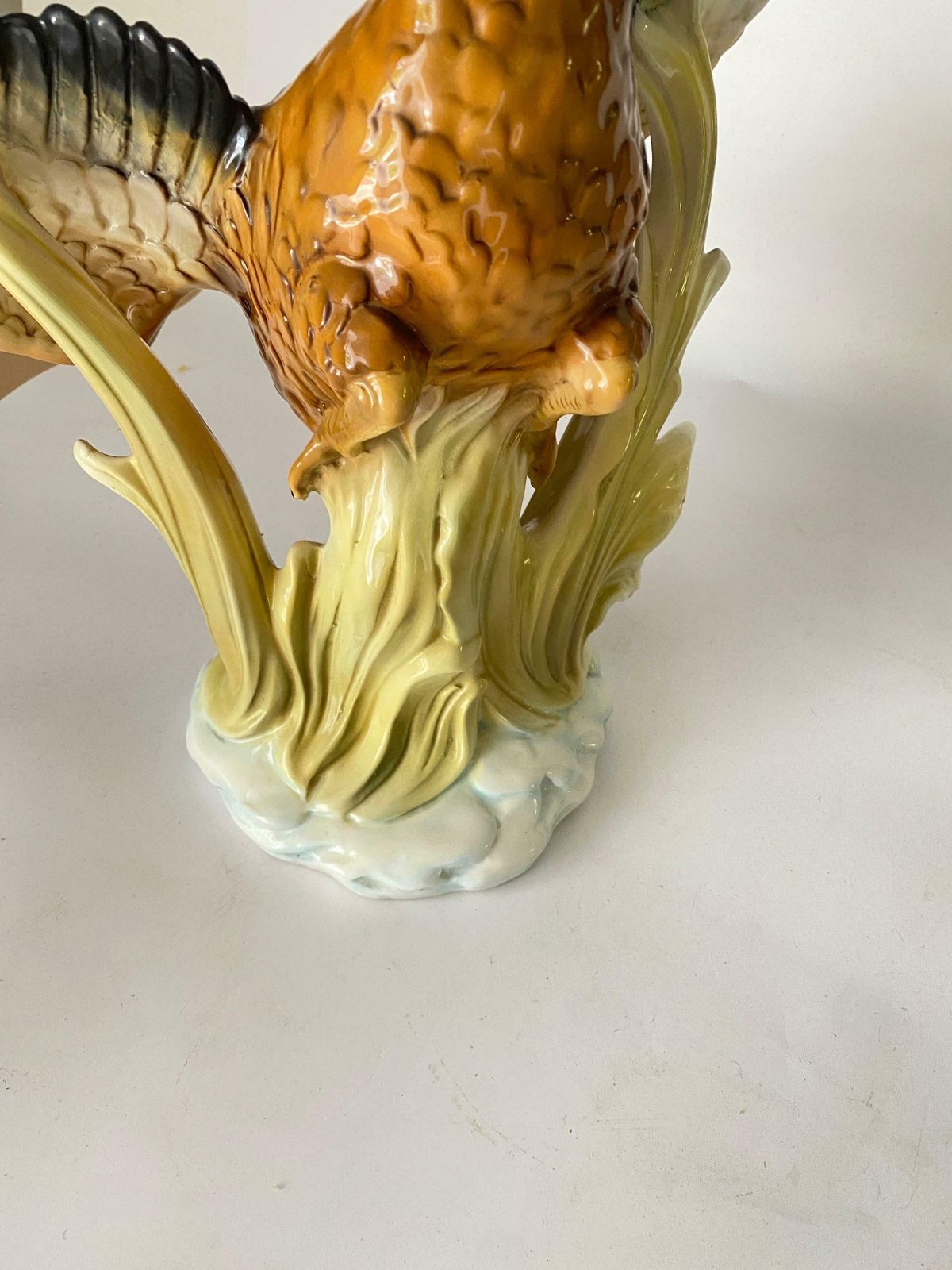 Large 20th Century Ceramic Flying Duck In The Style Of Delphin Massier Brown.. photo buy