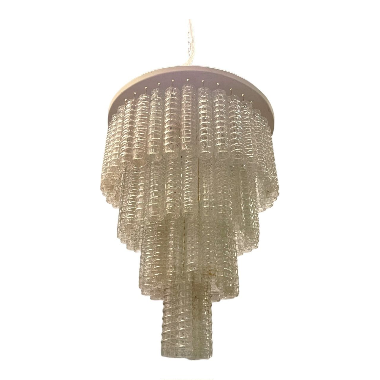 Italian Large Murano  Glass Textured Tube Chandelier By Toni Zuccheri photo Lighting