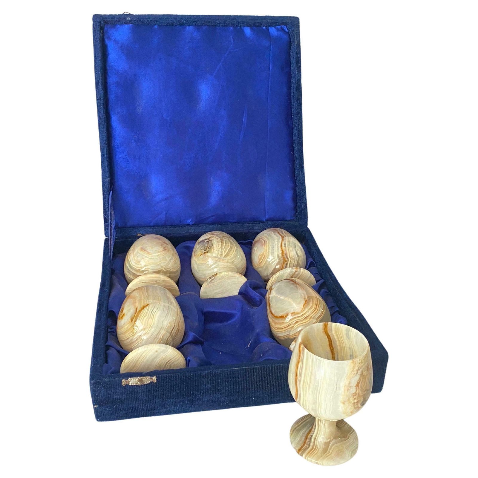 Glasses In Onyx In Beige Color In Their Original Box France 1940 Set Of 6