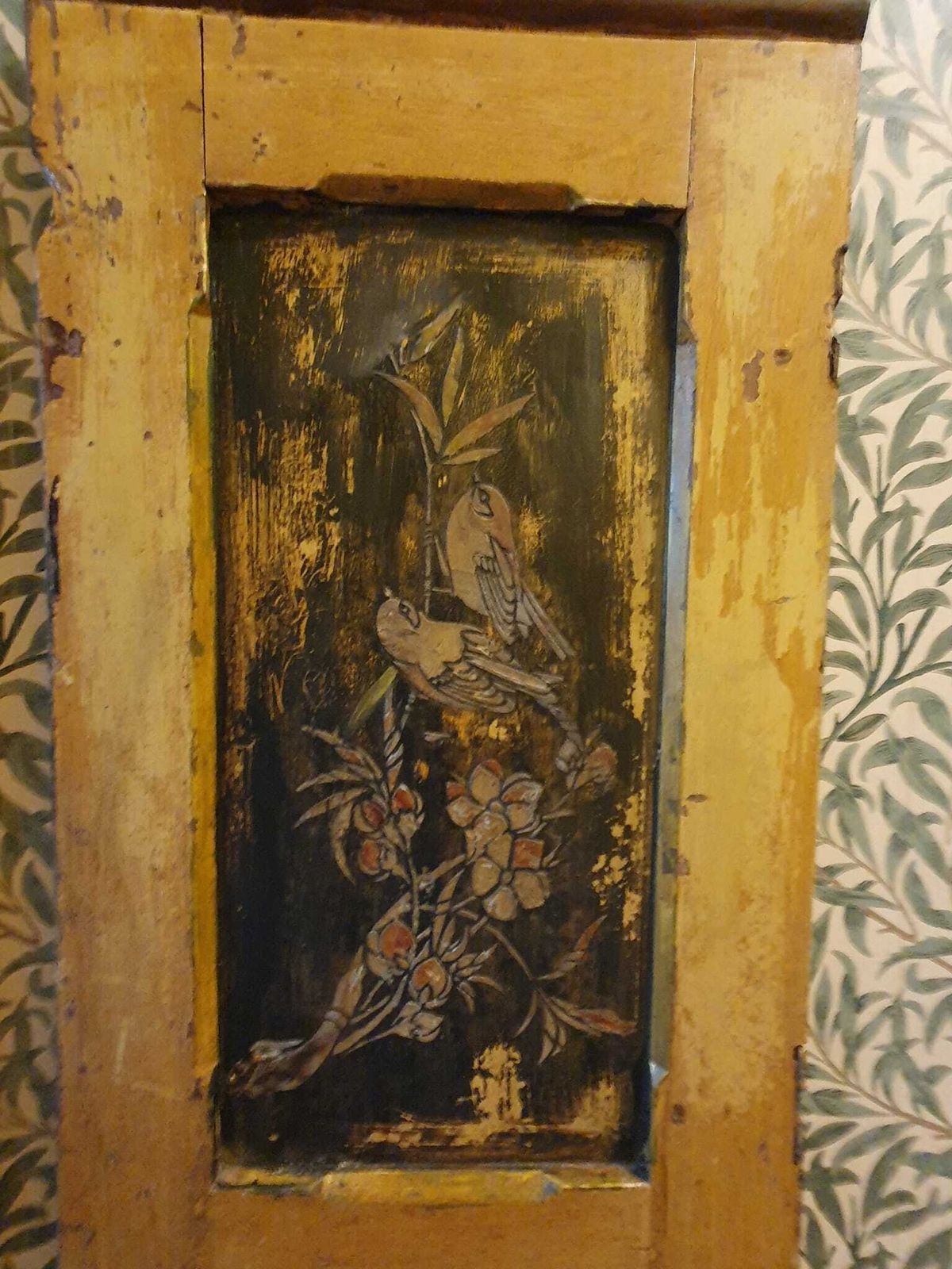photo furniture Vintage Reclaimed Church Pew Door With Inlaid Chinoiserie