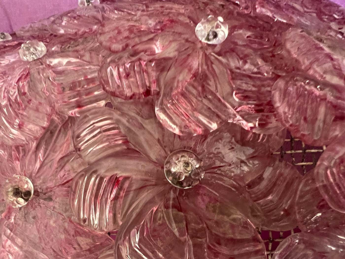 Pair Of Venetian Glass Rose Wall Lamps , Murano, 1980s photo vintage
