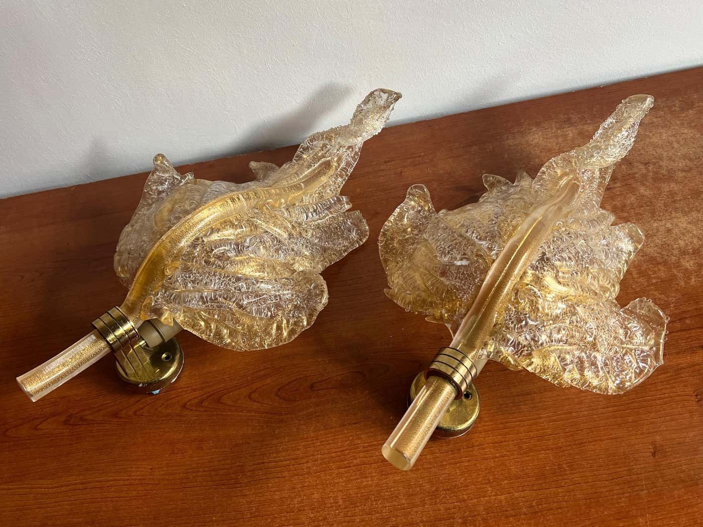 Luxurious Pair Of Wall Lamps By Barovier & Toso, Murano, 1980s photo furniture