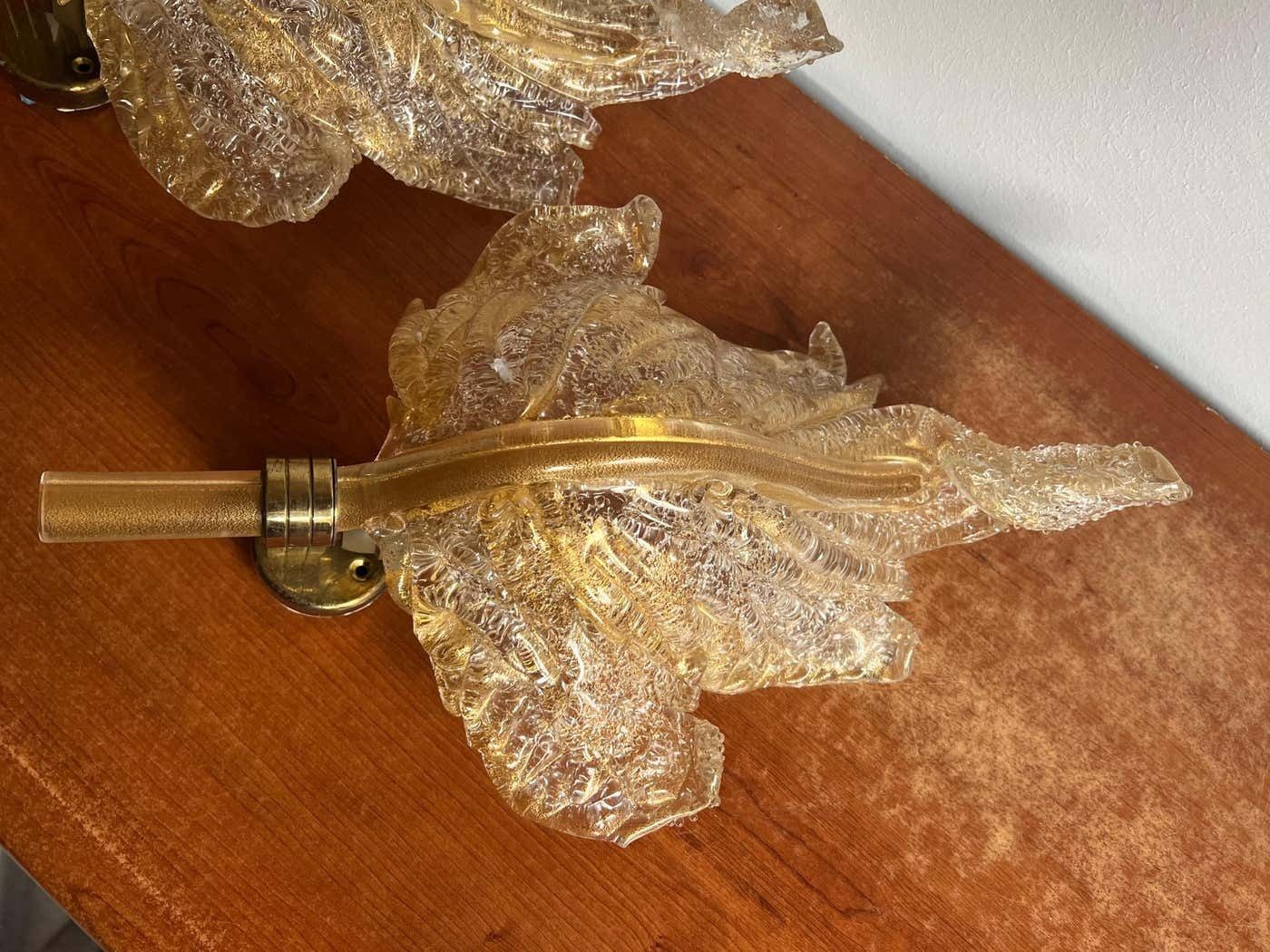 Luxurious Pair Of Wall Lamps By Barovier & Toso, Murano, 1980s photo Lighting