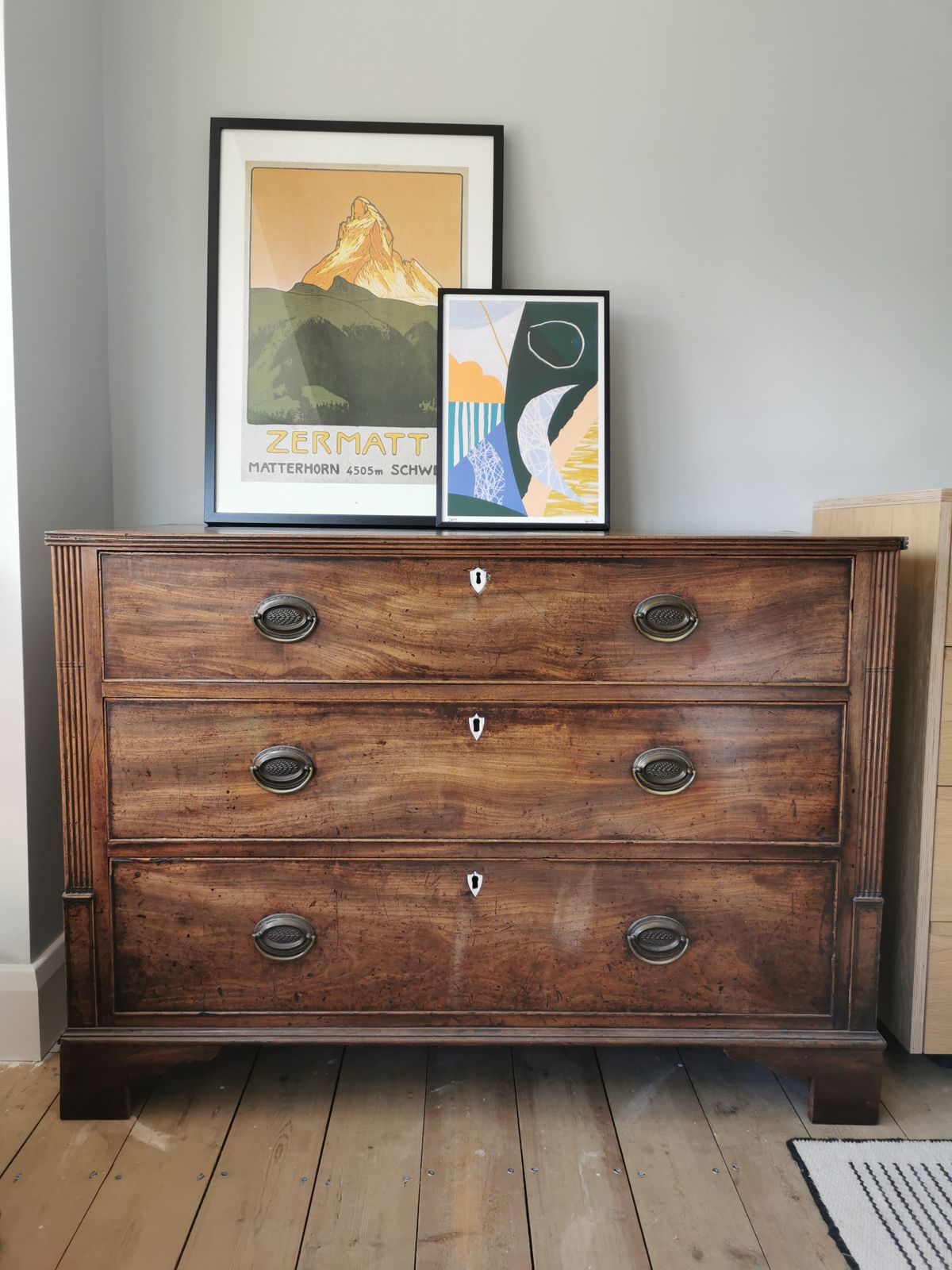 Antique Mahogany Chest Of Drawers With Brass Handles