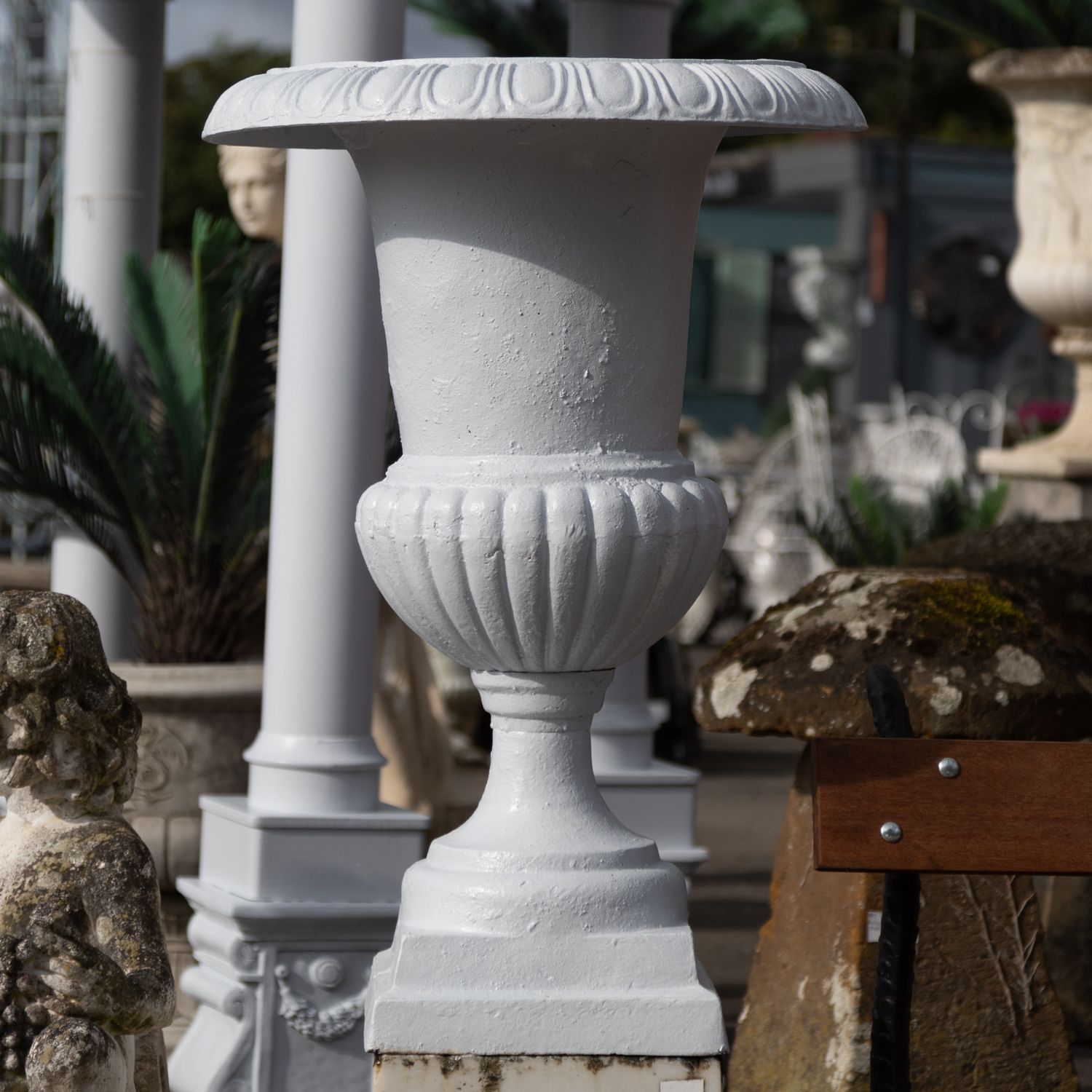 Pair Of Large White Cast Iron Urns photo 1850.0