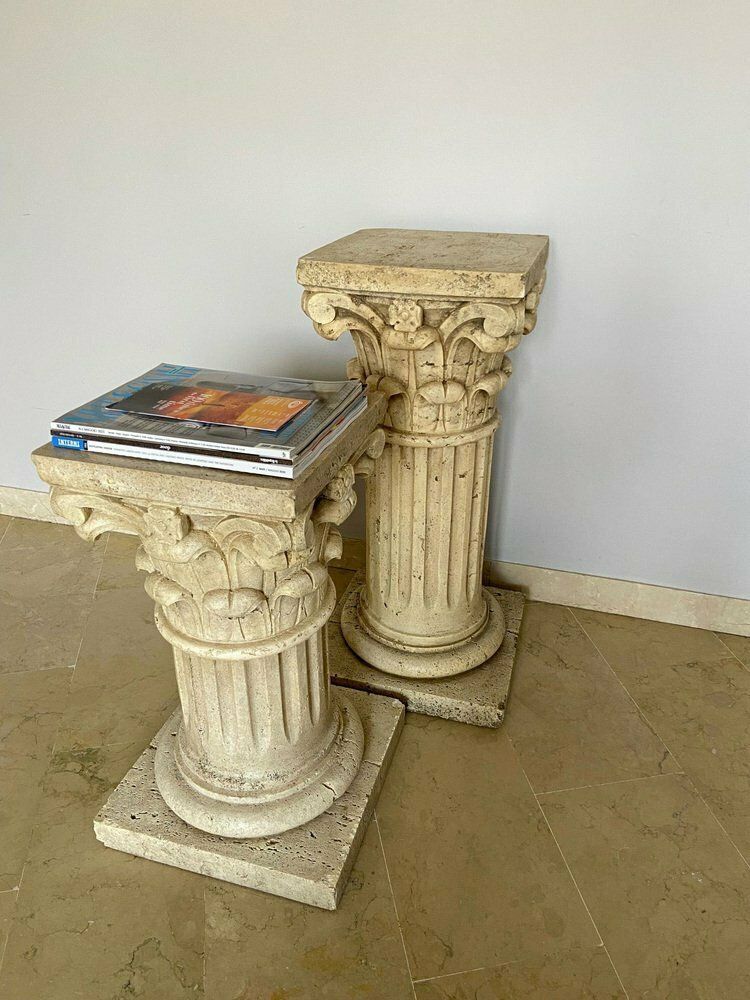 Italian Travertine Corinthian Columns, 1940s, Set Of 2 photo furniture