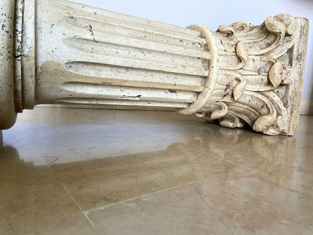 Italian Travertine Corinthian Columns, 1940s, Set Of 2 photo buy