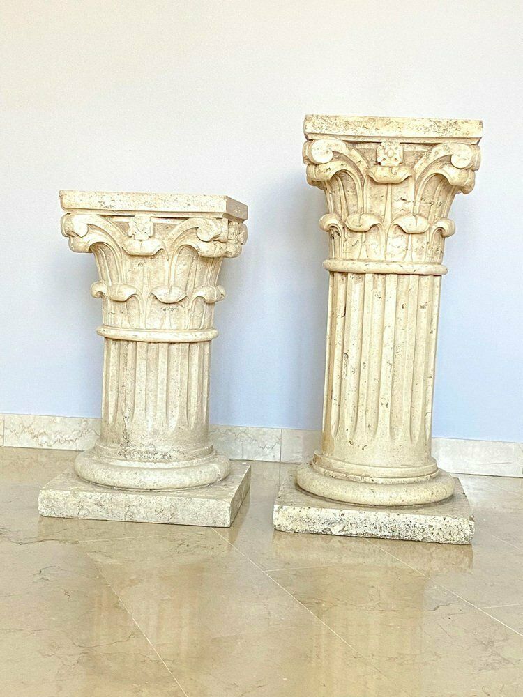 photo buy Italian Travertine Corinthian Columns, 1940s, Set Of 2