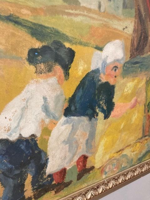 Peasant Painting Giuseppe Serafini Montelupo Fiorentino Oil On Cardboard Year 1973 photo for sale