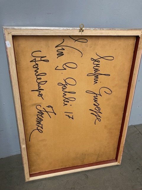 photo furniture Peasant Painting Giuseppe Serafini Montelupo Fiorentino Oil On Cardboard Year 1973