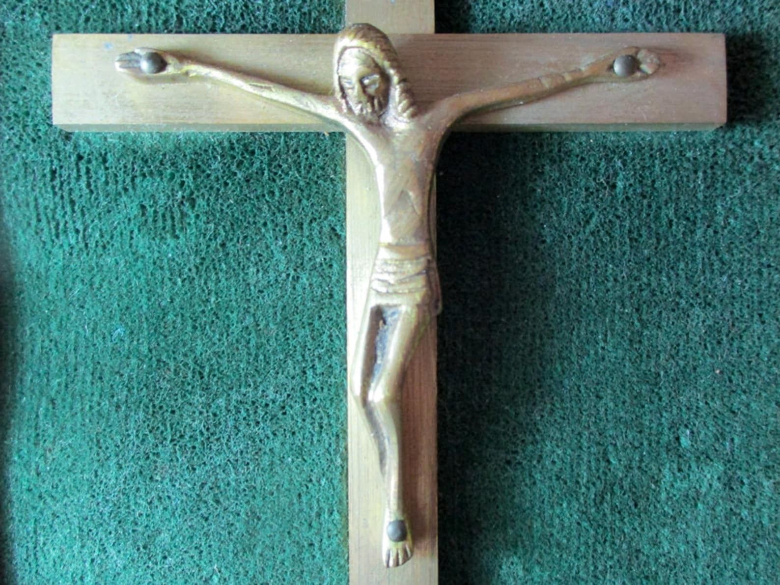 Antique Framed Crucifix | French Art Nouveau Crucifix | Primitive Christ | Naive Crucifix | Corpus Christi | Art Deco Crucifix photo for sale