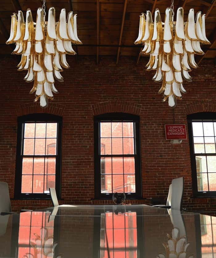Beautiful Murano Chandeliers In The Manner Of Mazzega   75 Caramel Glass Petalsi photo furniture