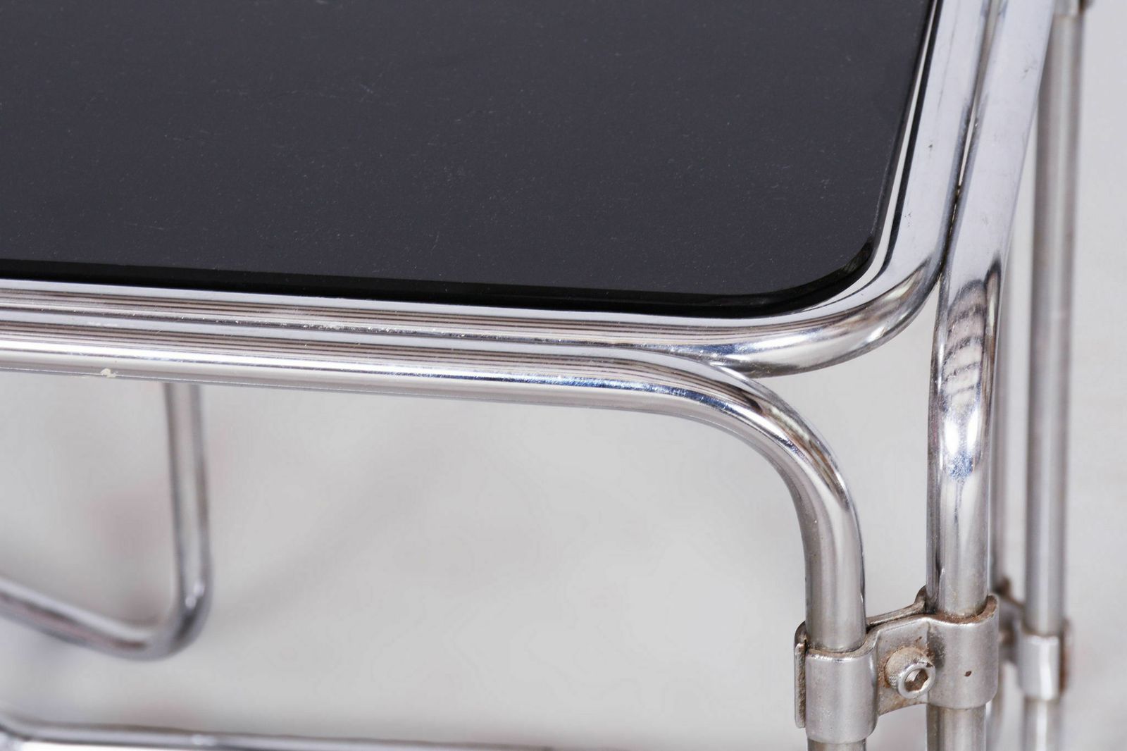 Restored Midcentury Nesting Tables, Chrome Plated Steel, Glass, Czechia, 1960s photo vinterior