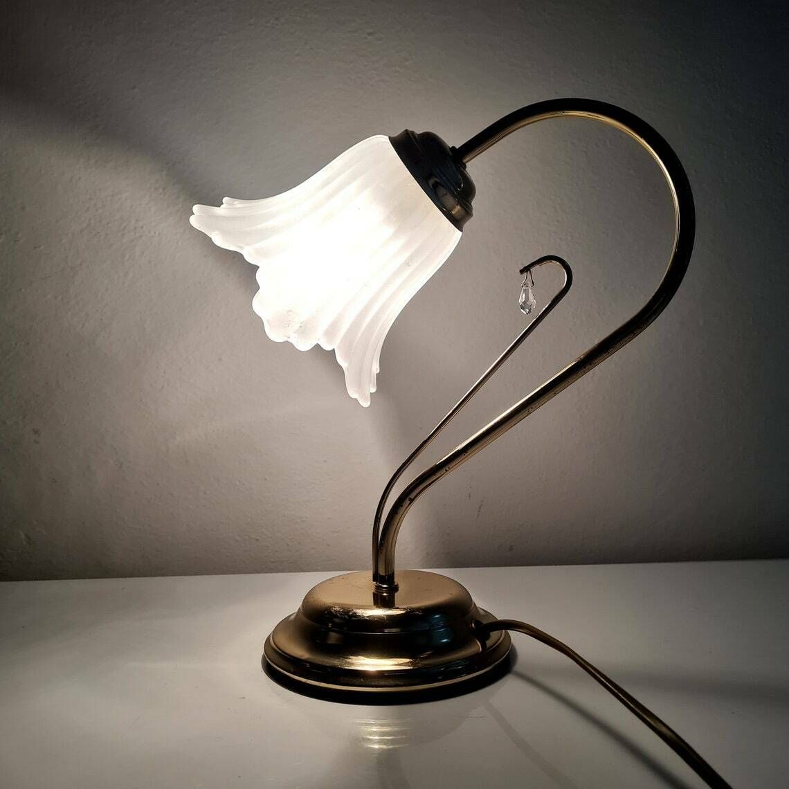 Vintage Hollywood Regency Brass Table Lamp Retro Mid Century Modern Lamp Made In Italy photo Lighting