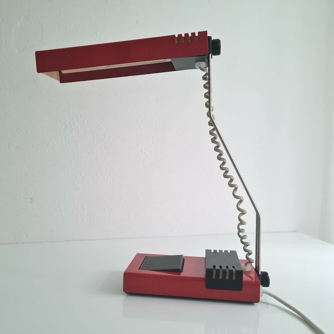 Vintage Mid Century Table Industrial Lamp Tesla 90s photo vinterior