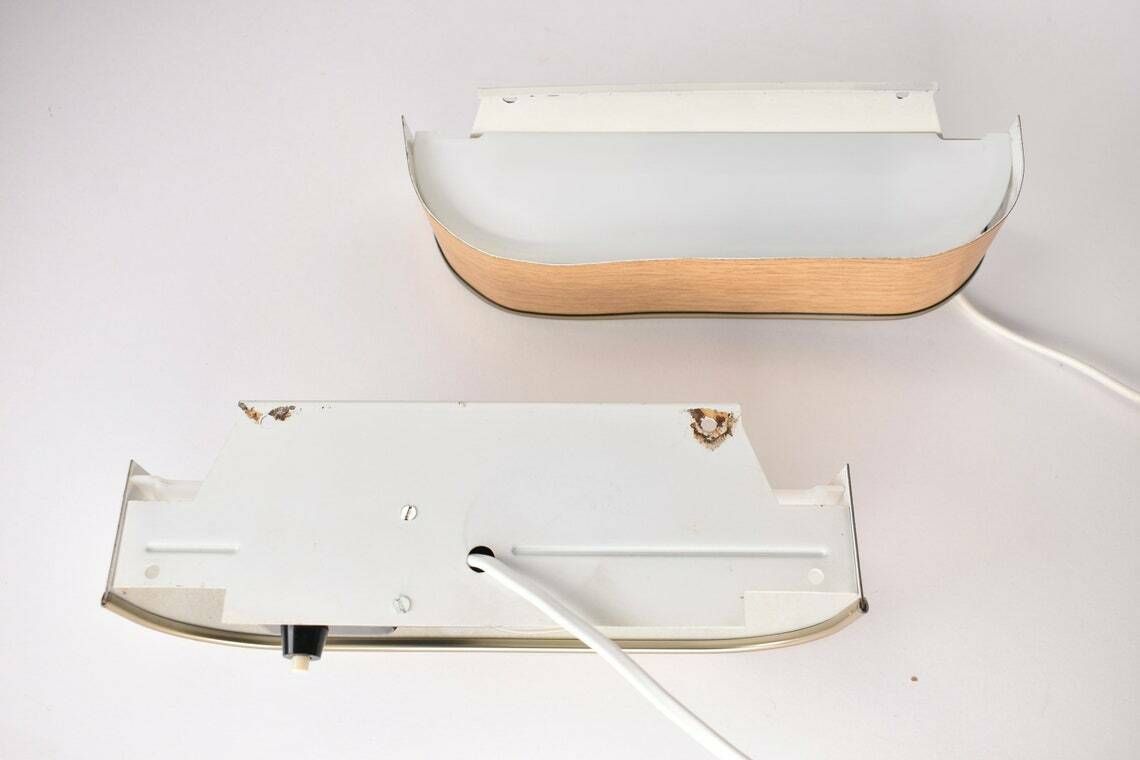 photo furniture Mid Century Modern Wandlampen Met Houtlook | Vintage Nachtkastlampen | Modernistisch Minimalistisch | Wit Eiken | Mcm | Midmod | Nordic Scandinavisch