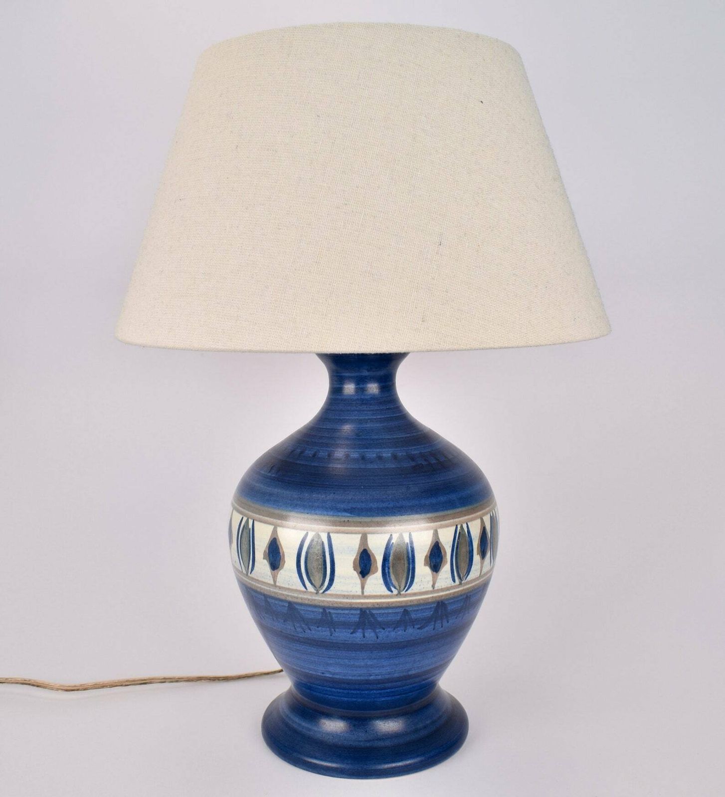 Mid Century Deense Tafellamp Van Winthers Keramik | Vintage Keramische Accentlamp Kobaltblauw Scandinavisch Nordisch | Scandi Aardewerk Japans photo 315.0