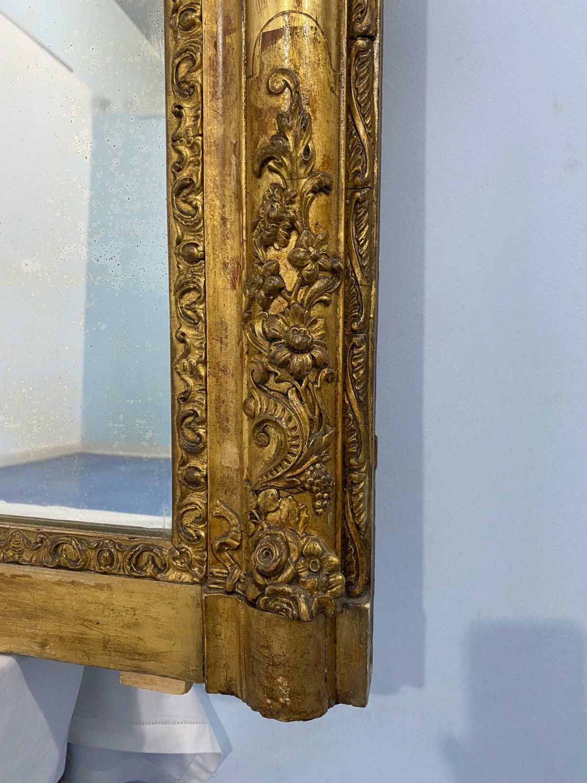 Home Decor Antique French Mirror Gilded With Gold Leaf From The Napoleon III Era, 1870 photo