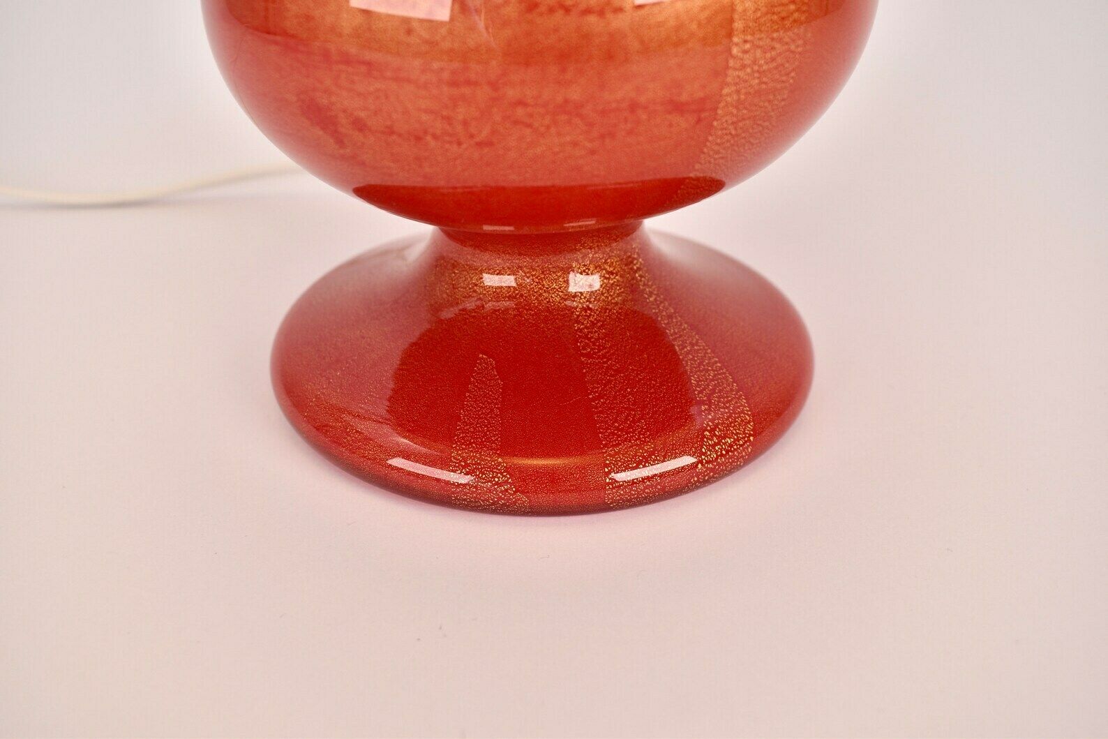 Mid Century Murano Glass Table Lamp Ruby Red And Gold | Barovier And Toso Italian Accent Light Vintage Hollywood Regency Maximalist 1950s photo Lighting