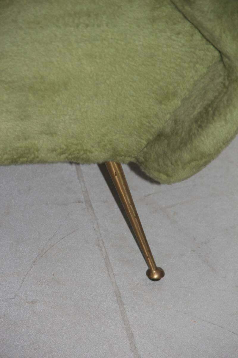 Italian Armchair Mid Century Design 1950s Green Brass Feet By Gigi Radice photo vinterior
