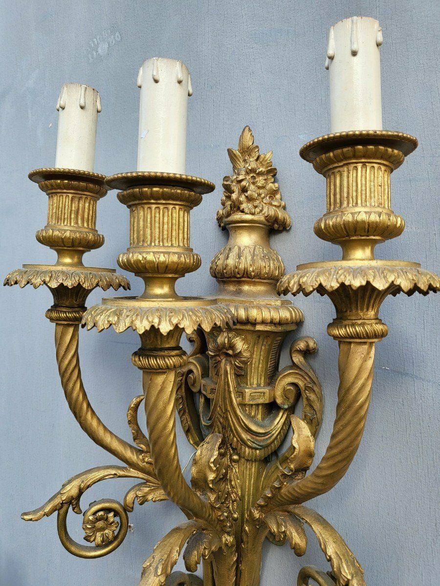 Pair Of Louis XVI Gilt Bronze Sconces, Xixth Century photo Lighting