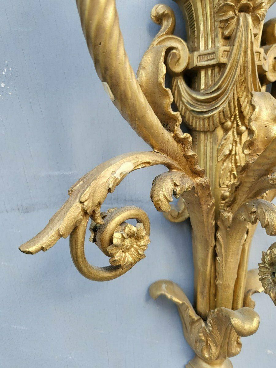 Pair Of Louis XVI Gilt Bronze Sconces, Xixth Century photo vinterior