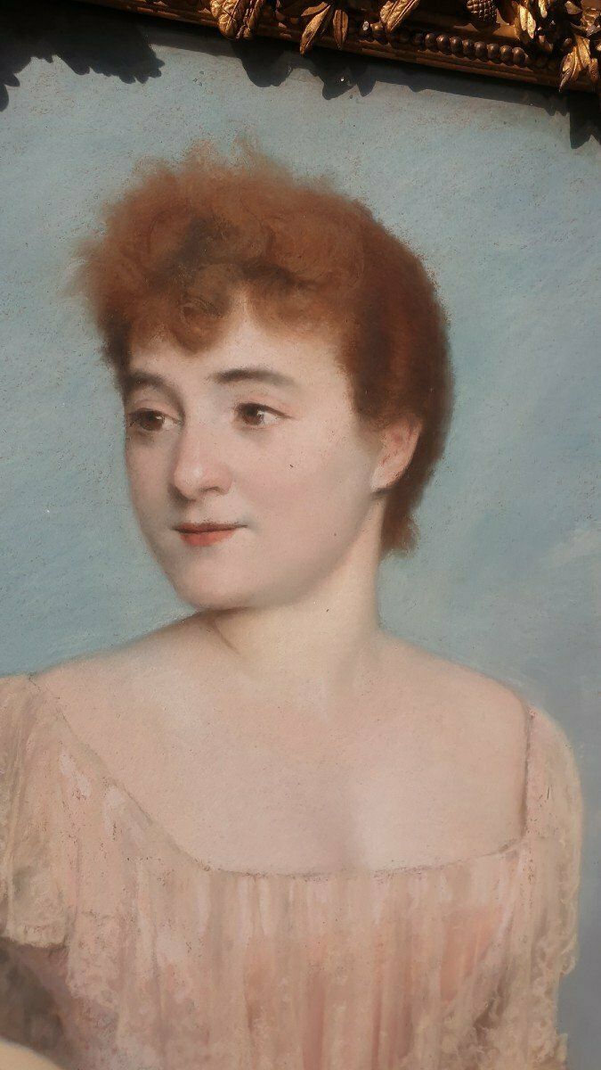 J Frappa, Portrait Of Young Woman, Pastel, Xixth Century photo 1900.0