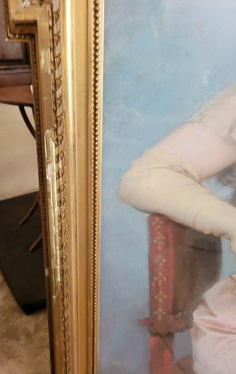 Art J Frappa, Portrait Of Young Woman, Pastel, Xixth Century photo