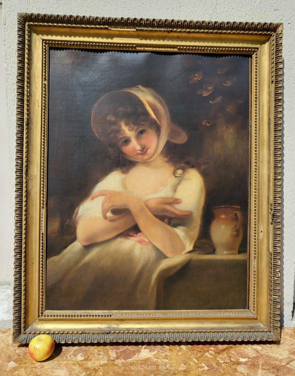 Portrait Of Young Woman, Oil On Canvas Xixth Century