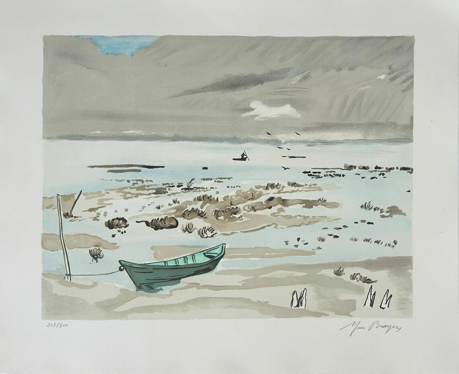 Brayer Yves   Lithograph Signed And Numbered Landscape Camargue Bords Rhône France