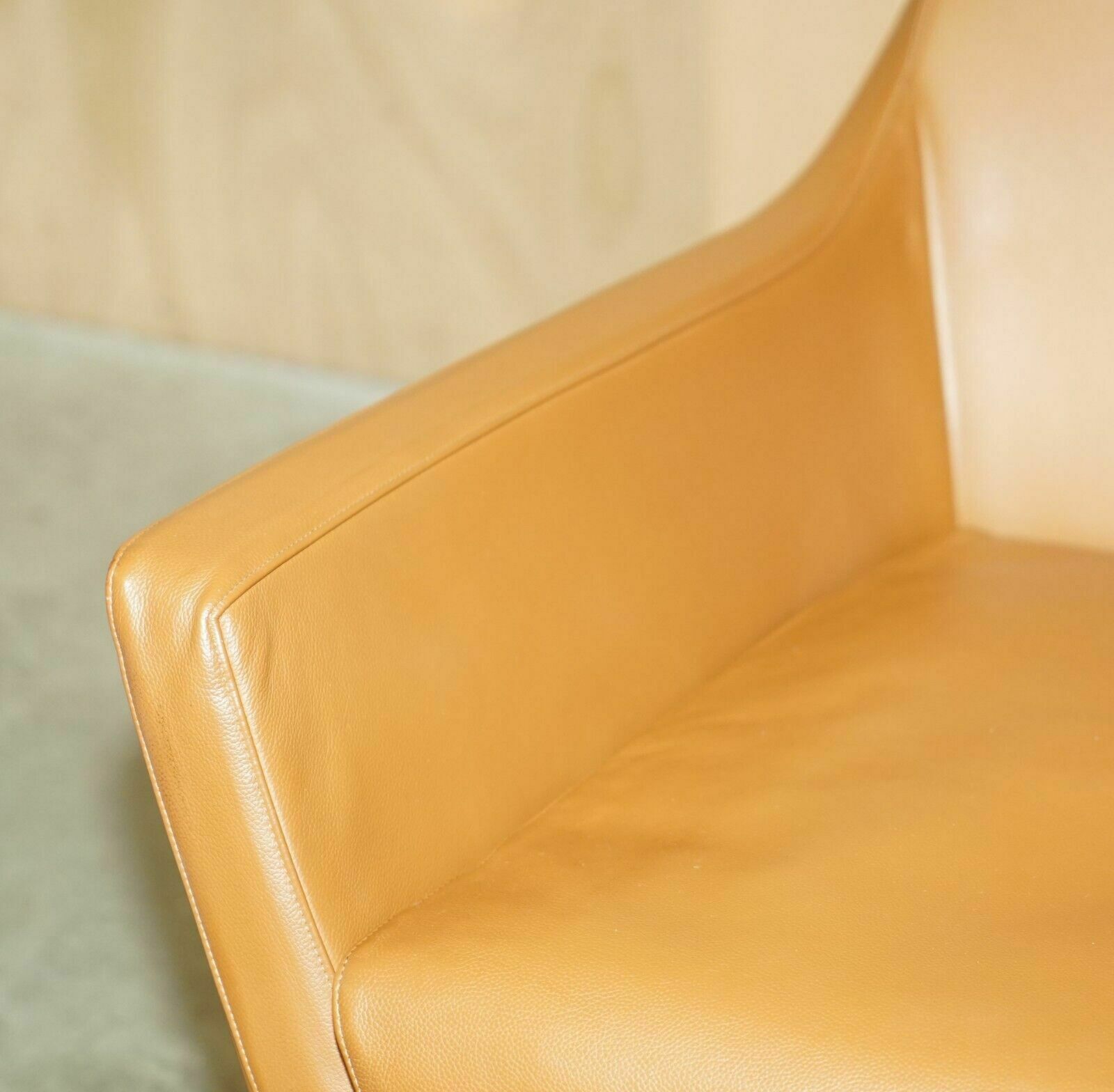 photo for sale Bob Anderson Jill Cognac Brown Leather Jill Lounge Armchair And Ottoman Footstool