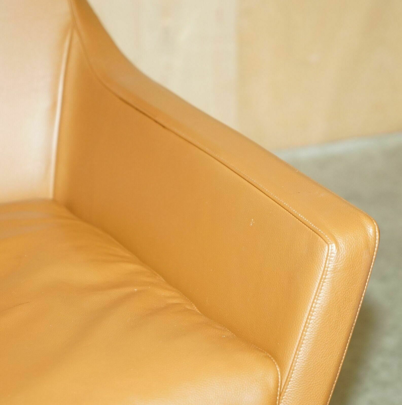 Furniture Bob Anderson Jill Cognac Brown Leather Jill Lounge Armchair And Ottoman Footstool photo