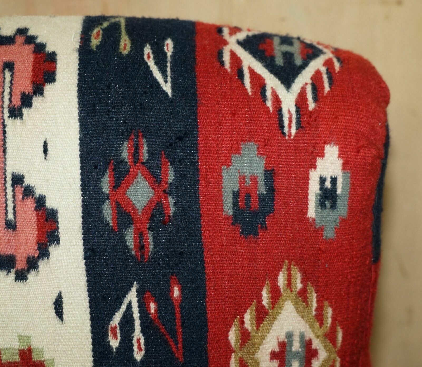 Rare Original Victorian Howard & Sons Bridgewater Armchair With Kilim Upholstery photo vintage