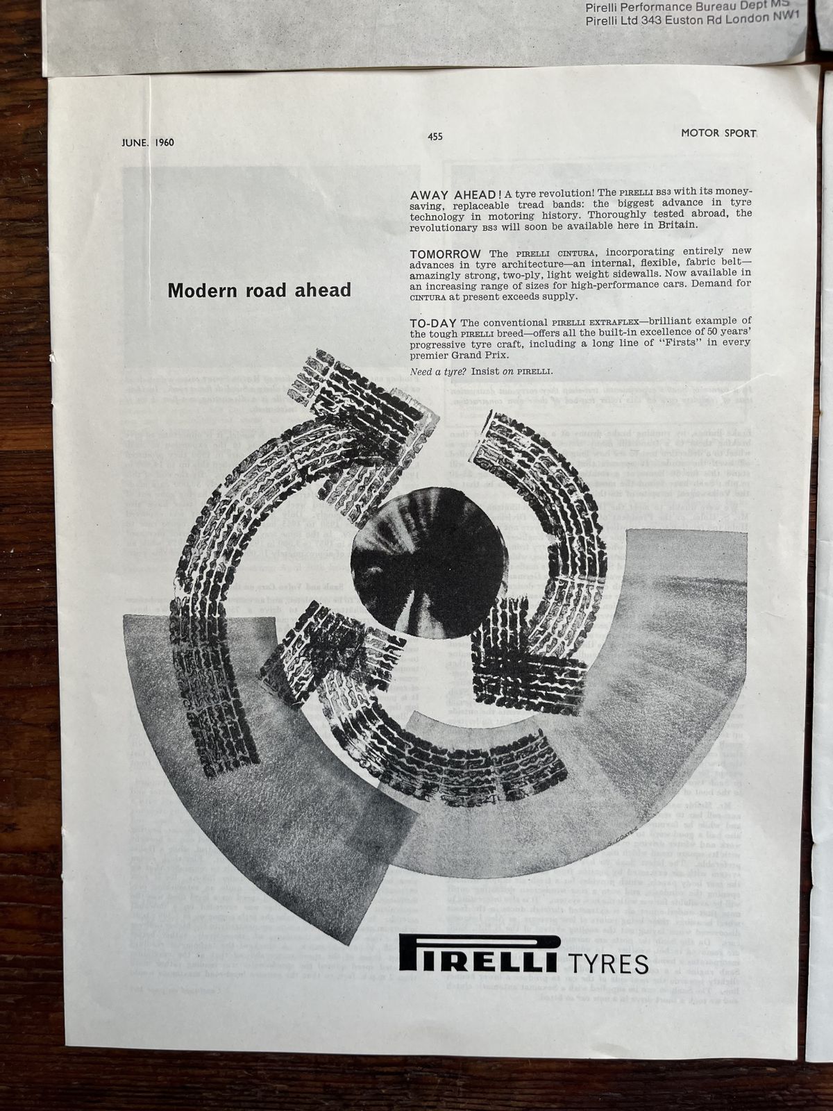 Vintage 1960s Pirelli Advertisements photo for sale