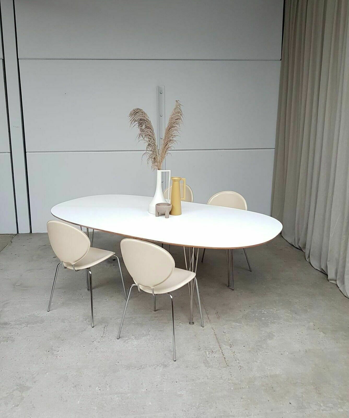 Vtg Mid Century Industrial Large Danish Scandi Modernist Dining Table Retro photo furniture