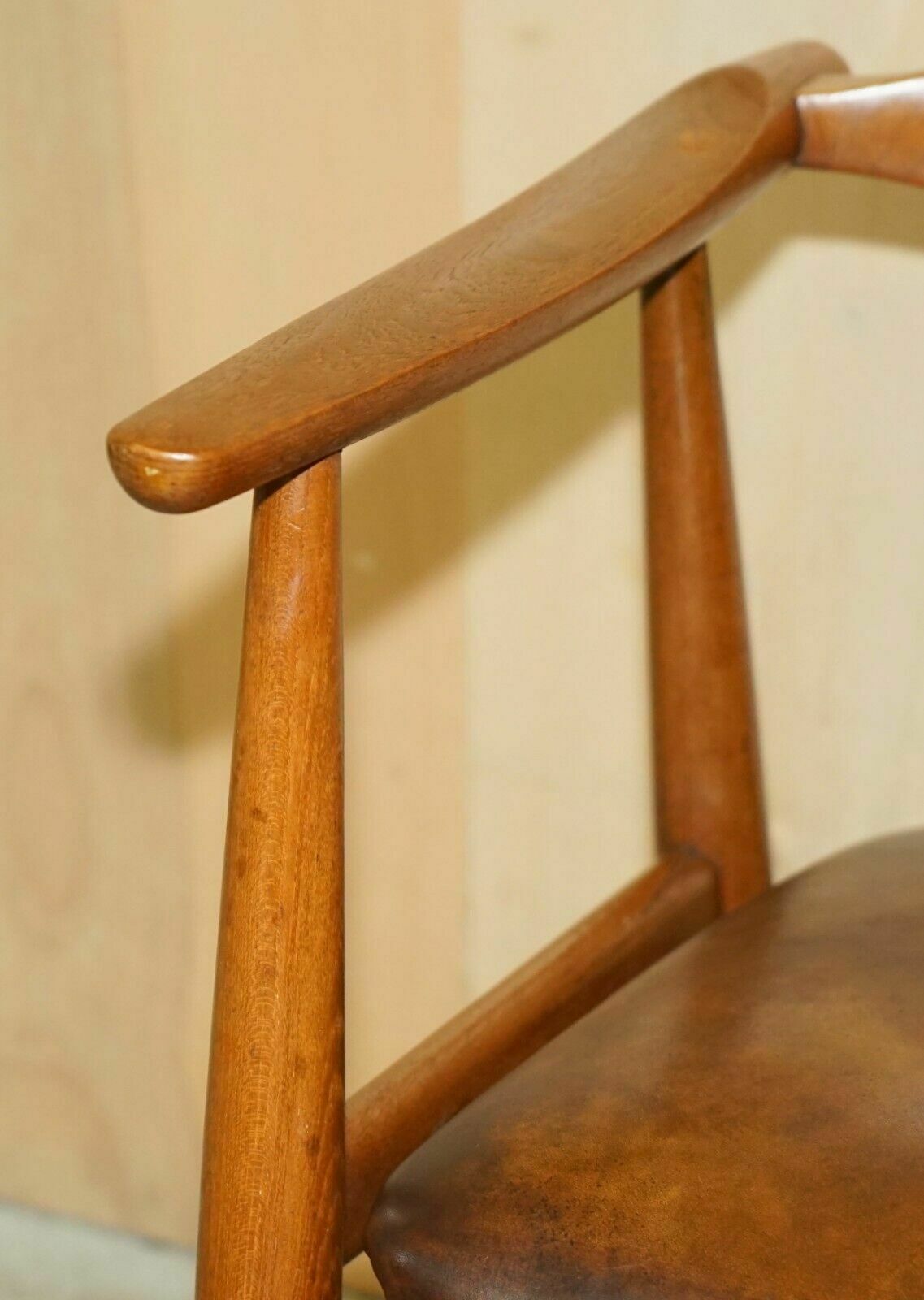 Fully Restored & Stamped 1960's Hans J Wegner Ch 35 Brown Leather Armchair photo vintage