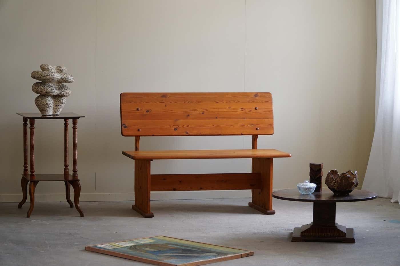 Mid Century Modern Bench In Pine, Made By A Swedish Cabinetmaker In The 1970s photo furniture