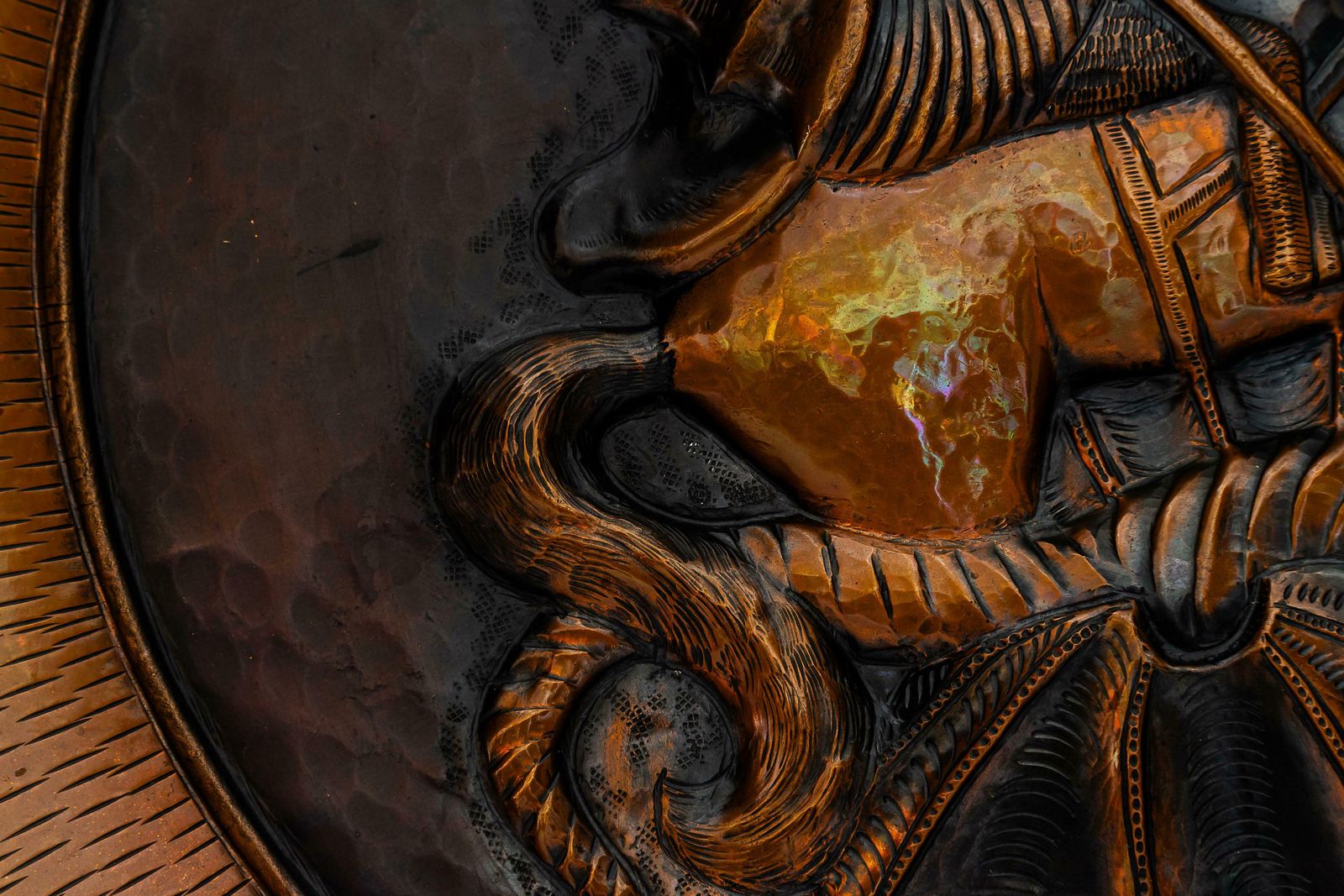 Art Saint Geogius Kills Dragon Big Wall Decoration Made Of Copper Italy Around 1950s photo