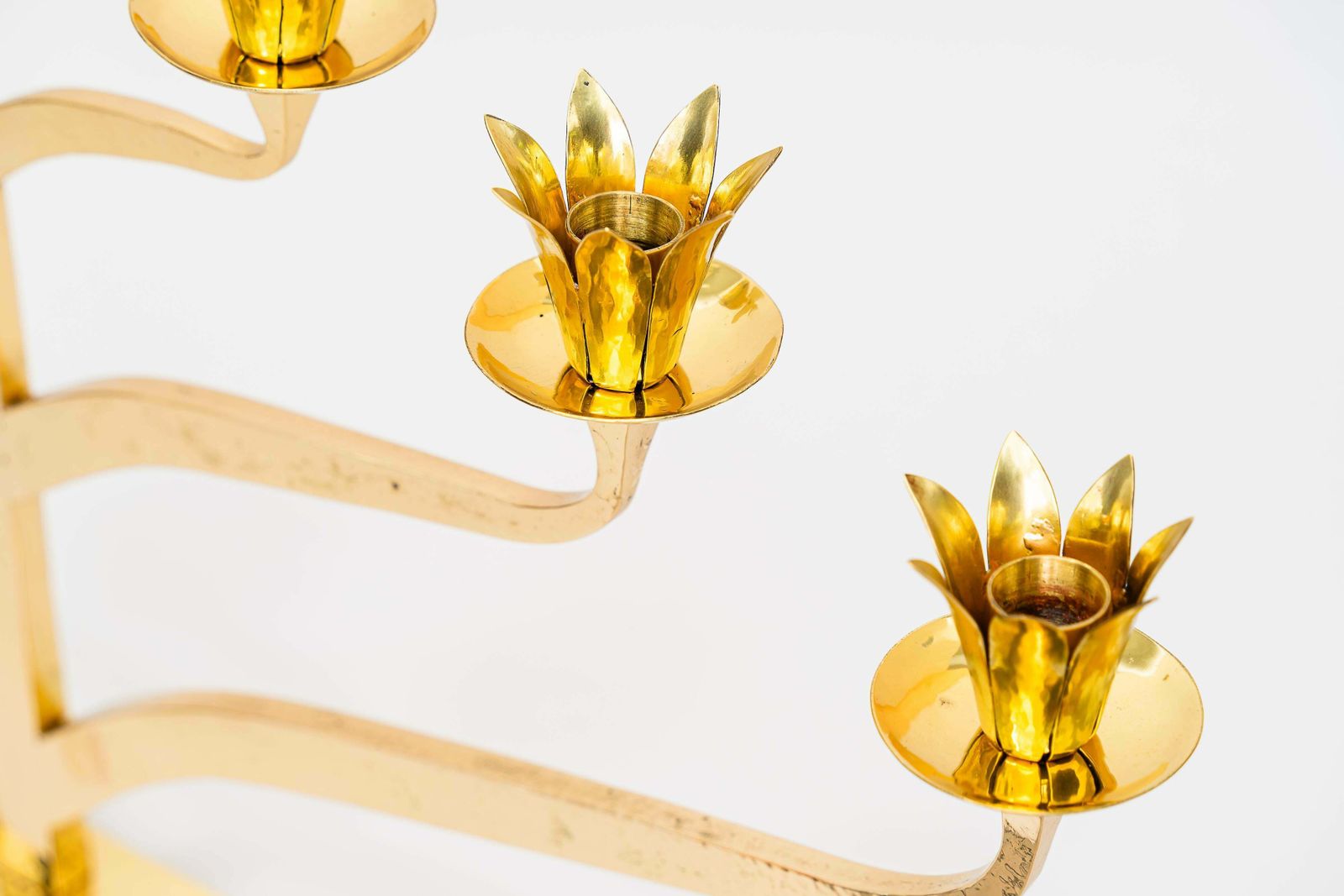 photo for sale Big, Massive And Hammered Jewish Candelabra For 7 Candles