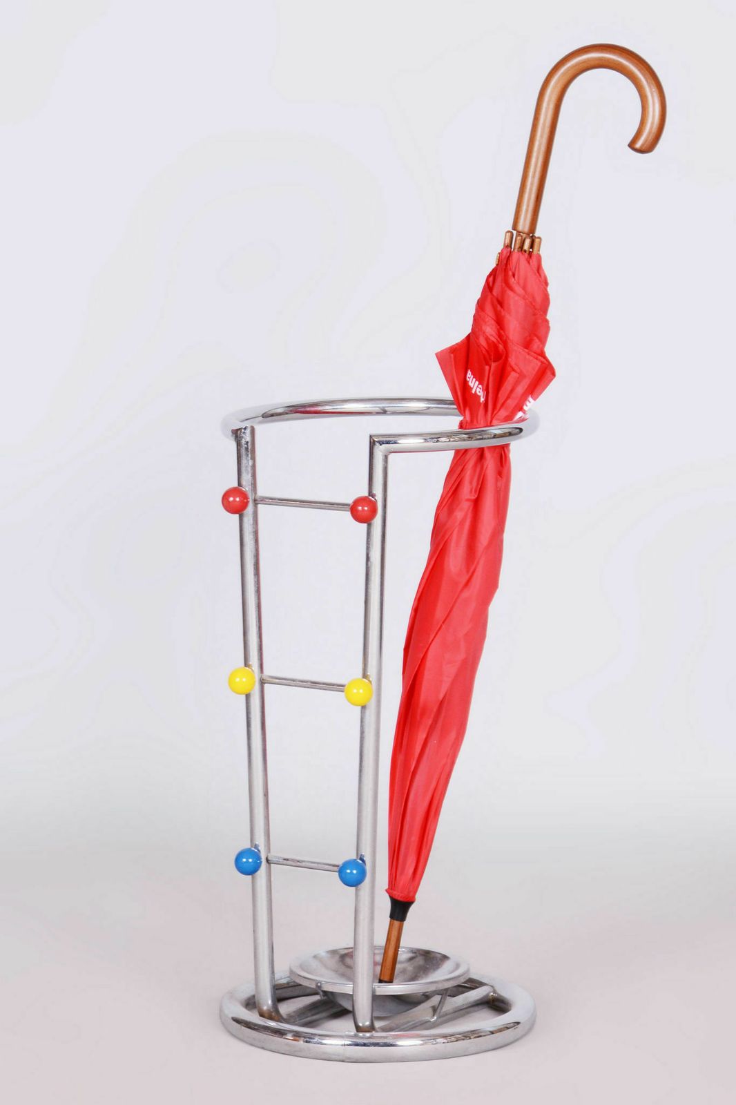 Restored Bauhaus Umbrella Stand, Chrome Plated Steel, Germany, 1950s