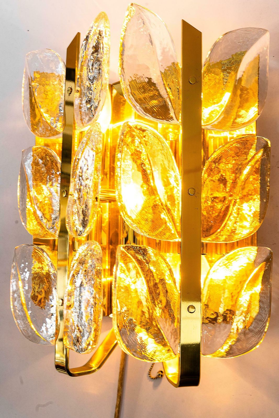 Two Mid   Century Modern "Florida" Wall Lamps By Kalmar, Glass And Brass, 1970s photo buy