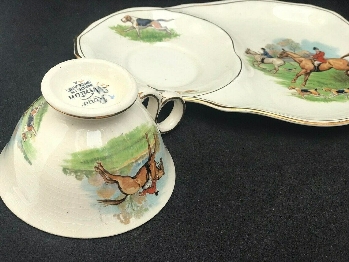 Royal Winton Grimwades Fox Hunting Tennis Set Theekopje En Schotel Hunt Gift Hunter Gift Equestrian English Tea Table Decor Cottage Country photo furniture