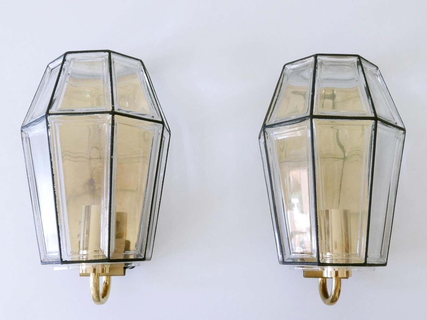 Set Of Two Mid Century Modern Sconces Or Wall Fixtures By Glashütte Limburg photo buy