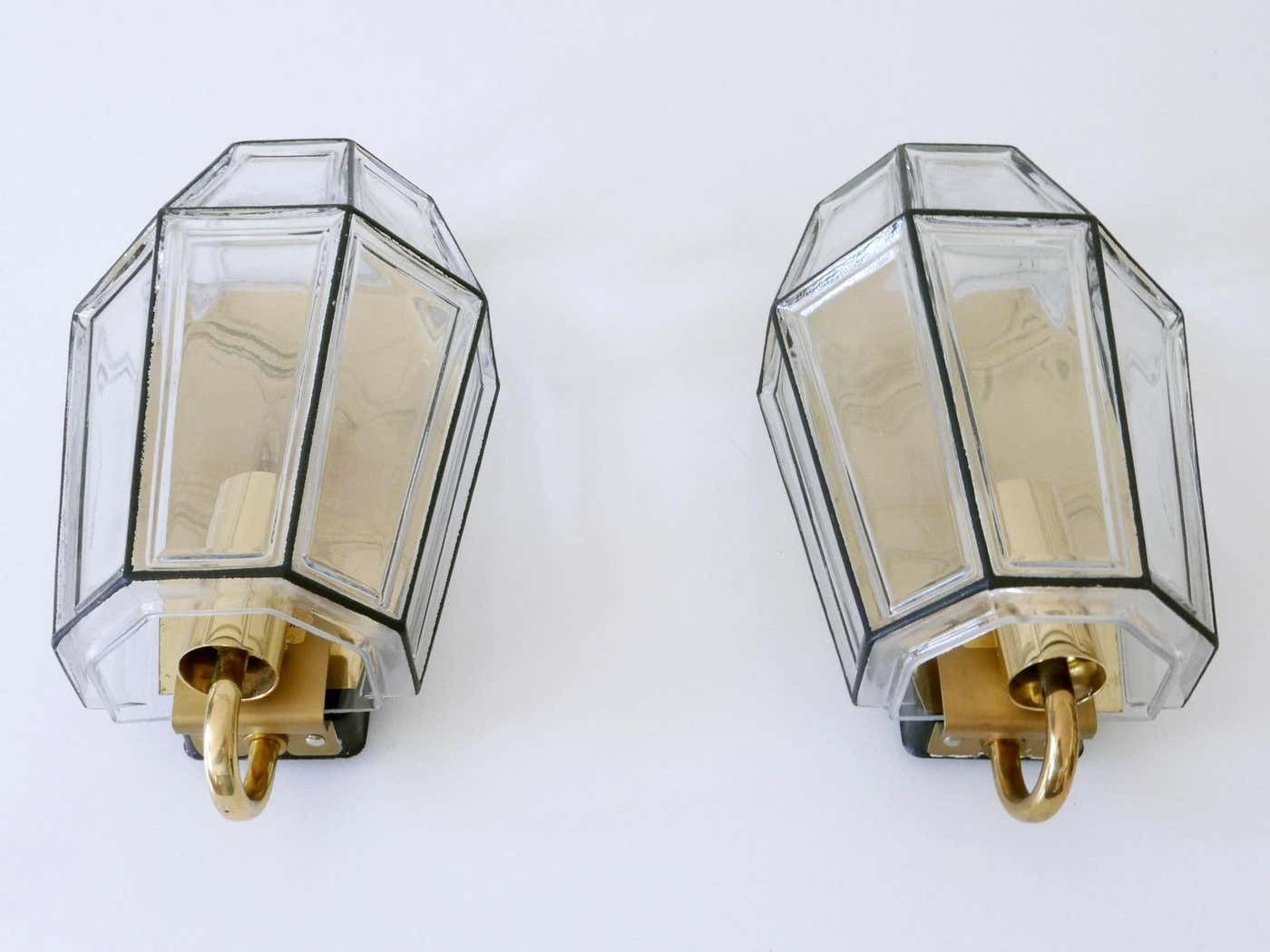 Set Of Two Mid Century Modern Sconces Or Wall Fixtures By Glashütte Limburg photo vintage
