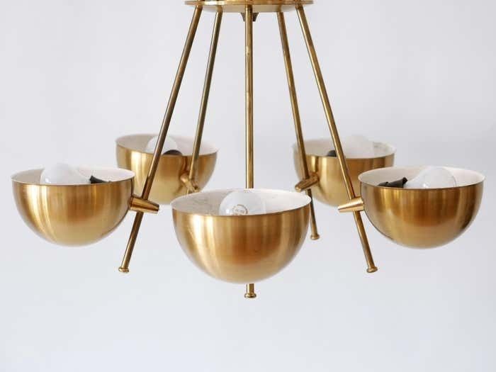 Exceptional Mid Century Five Flamed Chandelier Or Pendant Lamp Sweden 1950s photo buy