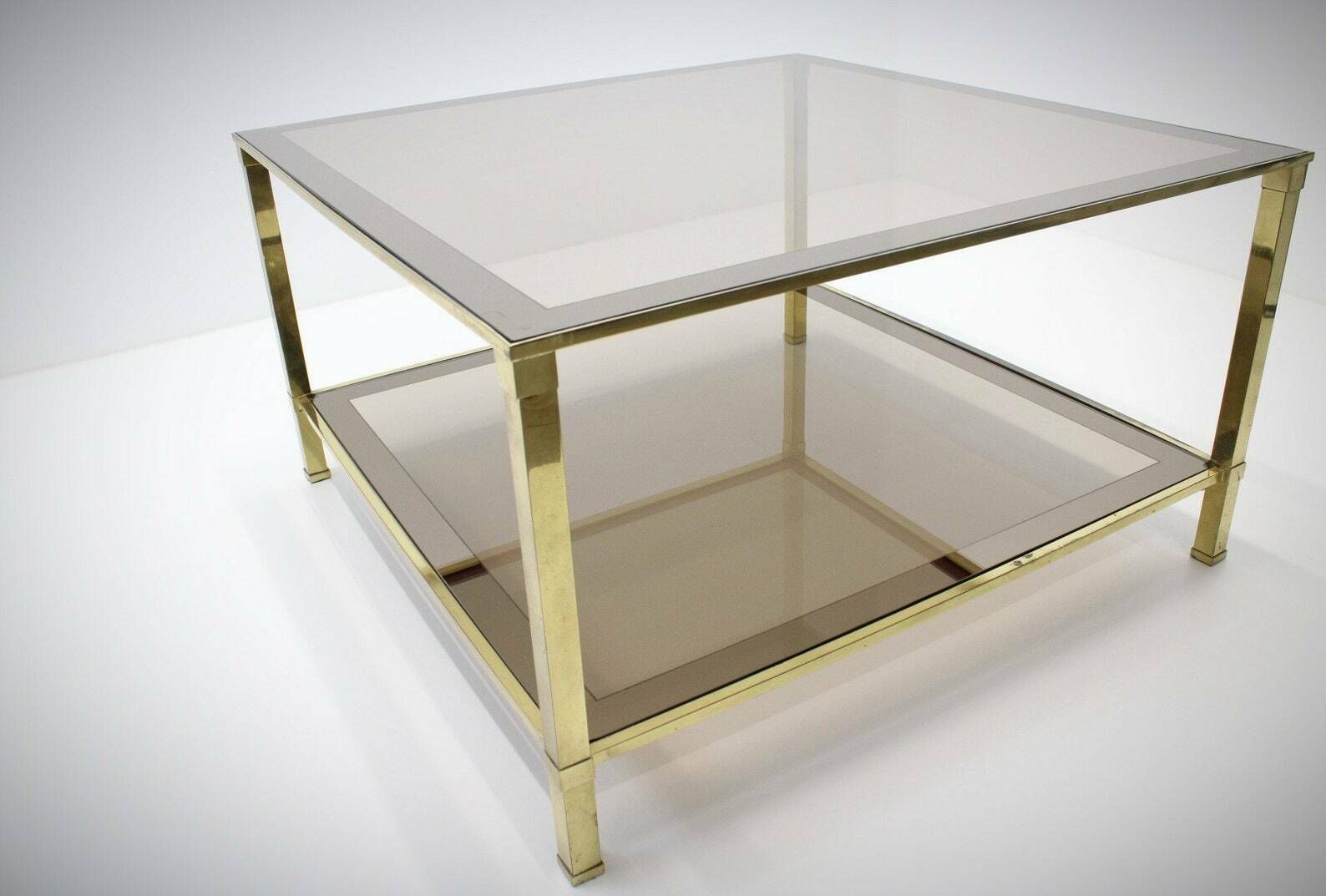 Vintage Coffee Table/Coffee Table 1970 / Table In Brass / Mid Century Table/Retro Table / Home And Decor Table / Brass And Glass Side/Brass Table photo for sale
