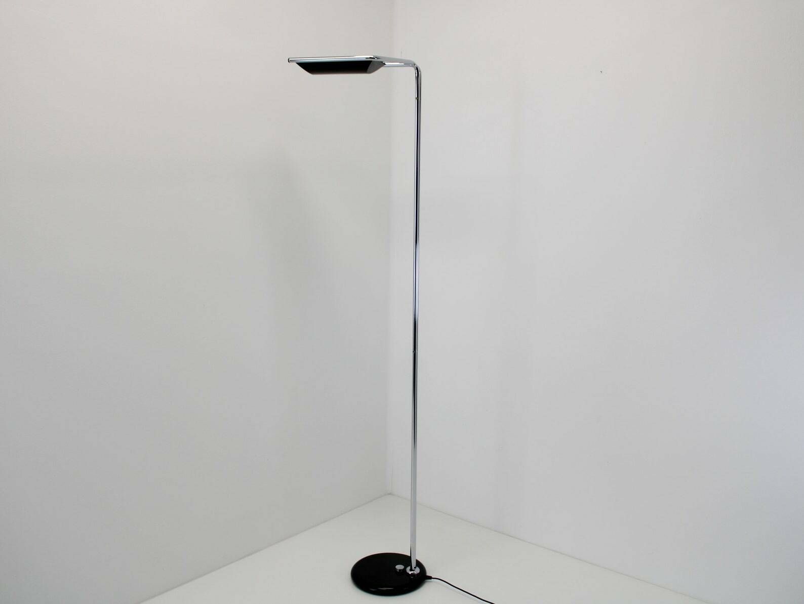 Meblo Floor Lamp By Bruno Gecchelin /Yugoslavia Meblo 1970's/Mid Century Lamp/Floor Lamp Shade/Freestanding Lamp/Chrome And Metal Lamp