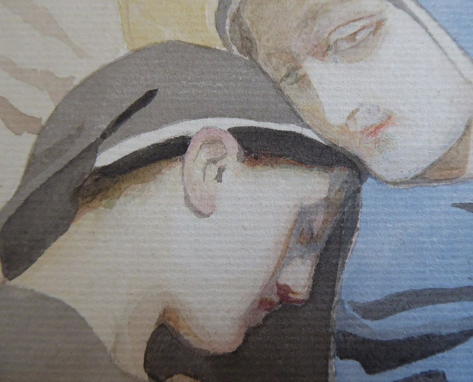 1918 Original French Watercolour | Religious Art | Catholic Sacred Heart | World War One | Ww1 Religious Art photo vinterior